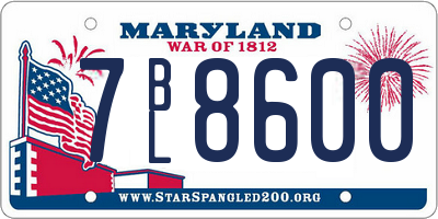 MD license plate 7BL8600
