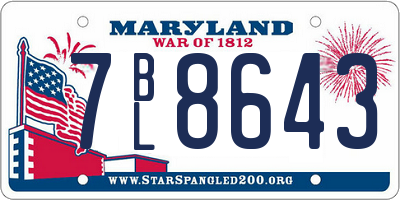 MD license plate 7BL8643