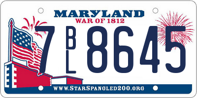 MD license plate 7BL8645