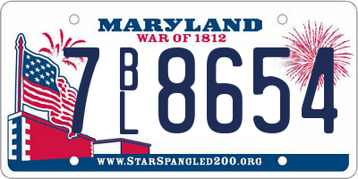 MD license plate 7BL8654