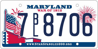 MD license plate 7BL8706