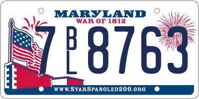 MD license plate 7BL8763