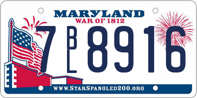 MD license plate 7BL8916