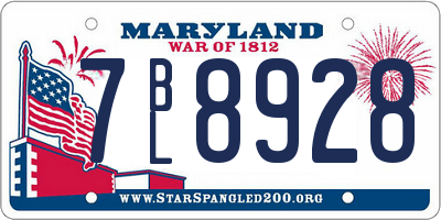 MD license plate 7BL8928