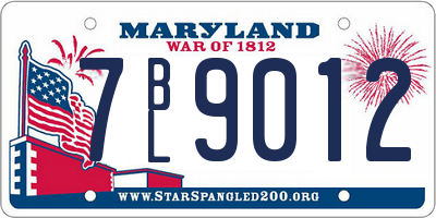MD license plate 7BL9012