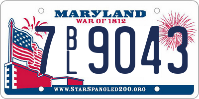 MD license plate 7BL9043