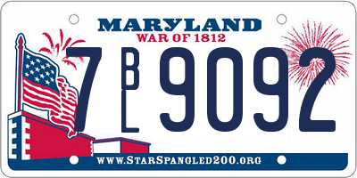 MD license plate 7BL9092