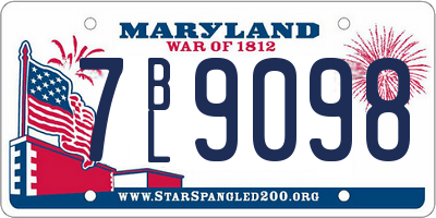 MD license plate 7BL9098