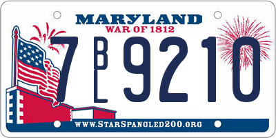 MD license plate 7BL9210