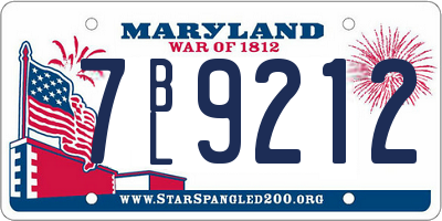 MD license plate 7BL9212