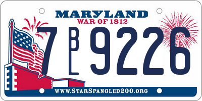 MD license plate 7BL9226