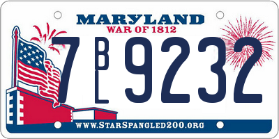 MD license plate 7BL9232