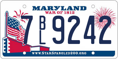 MD license plate 7BL9242