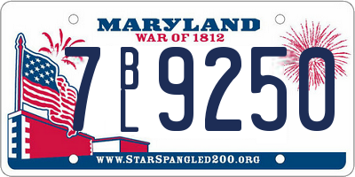 MD license plate 7BL9250