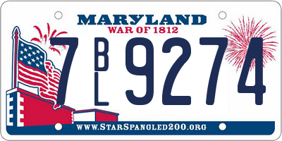 MD license plate 7BL9274