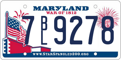 MD license plate 7BL9278