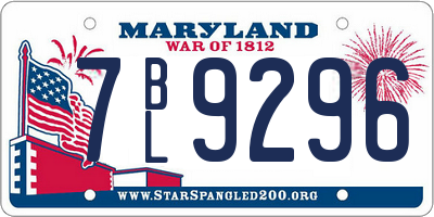 MD license plate 7BL9296