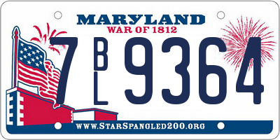 MD license plate 7BL9364