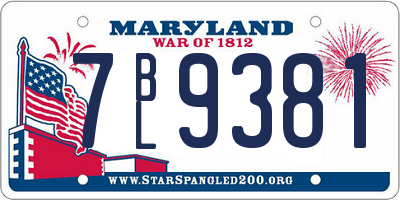 MD license plate 7BL9381