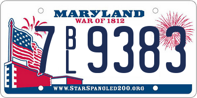 MD license plate 7BL9383