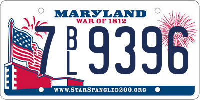 MD license plate 7BL9396