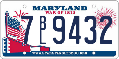 MD license plate 7BL9432