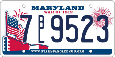 MD license plate 7BL9523