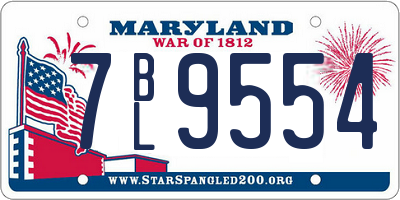 MD license plate 7BL9554