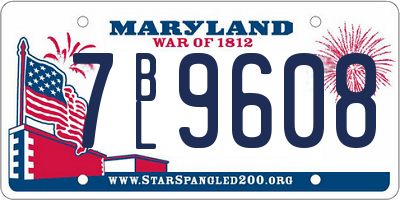 MD license plate 7BL9608