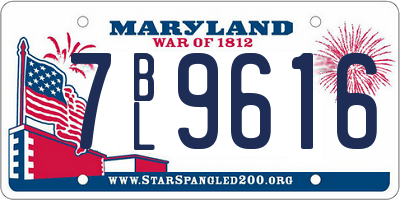 MD license plate 7BL9616