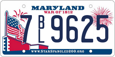 MD license plate 7BL9625