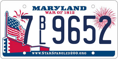 MD license plate 7BL9652