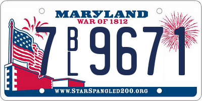 MD license plate 7BL9671