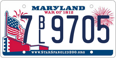 MD license plate 7BL9705