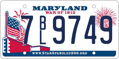 MD license plate 7BL9749
