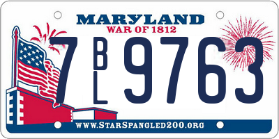 MD license plate 7BL9763