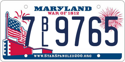 MD license plate 7BL9765