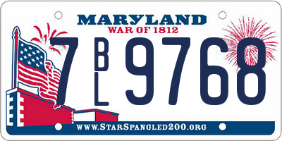 MD license plate 7BL9768