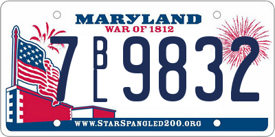 MD license plate 7BL9832