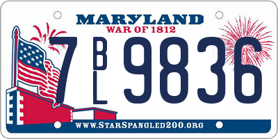 MD license plate 7BL9836