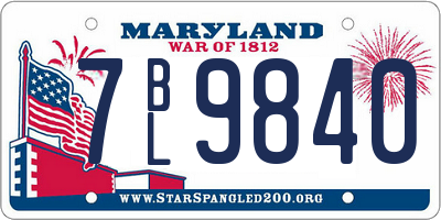MD license plate 7BL9840