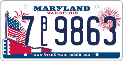 MD license plate 7BL9863