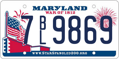MD license plate 7BL9869