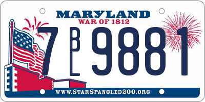 MD license plate 7BL9881