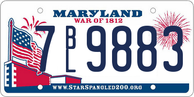 MD license plate 7BL9883