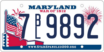 MD license plate 7BL9892