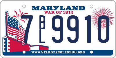 MD license plate 7BL9910