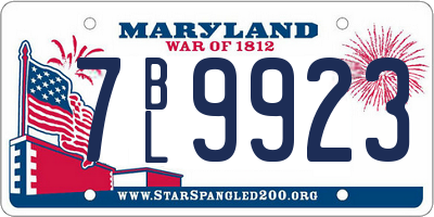 MD license plate 7BL9923