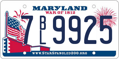 MD license plate 7BL9925