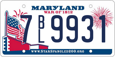 MD license plate 7BL9931